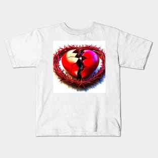 3D Look Artificial Intelligence Art Sacred Heart of Jesus Abstract Expressionism Kids T-Shirt